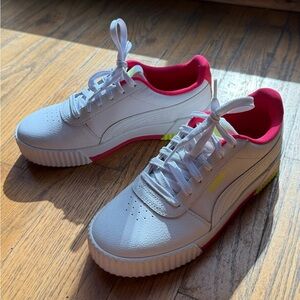 Puma White and Pink Women's Sneakers